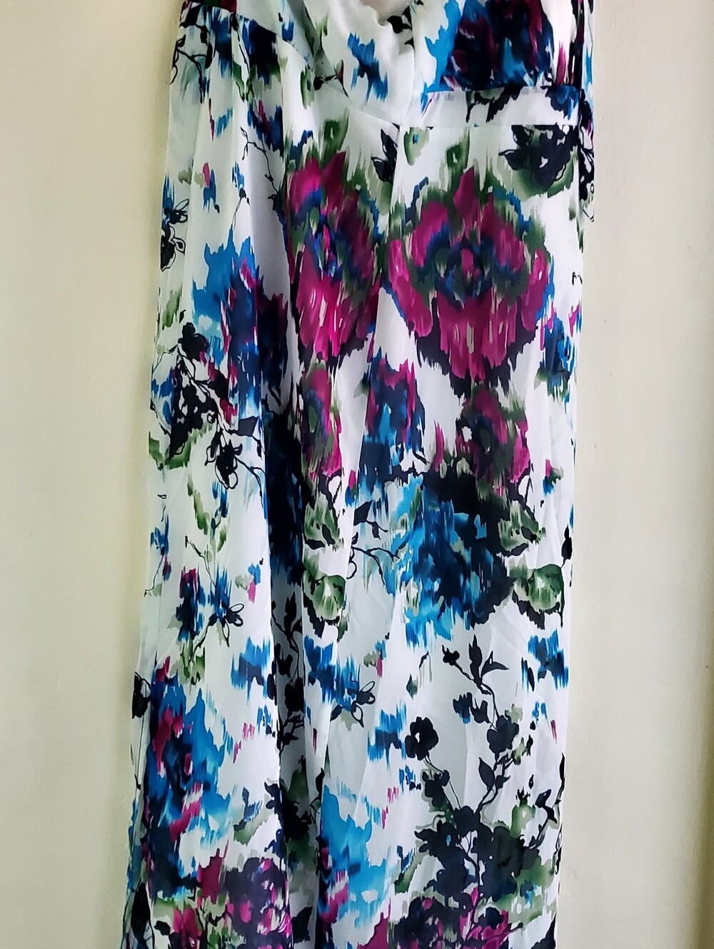 Scarlett White Maxi Skirt with Blue, Pink & Green Watercolor Floral